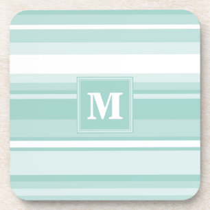 Monogramm Pfefferminzstreifen Getränkeuntersetzer