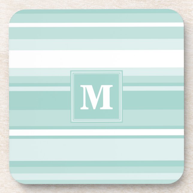 Monogramm Pfefferminzstreifen Getränkeuntersetzer (Vorderseite)