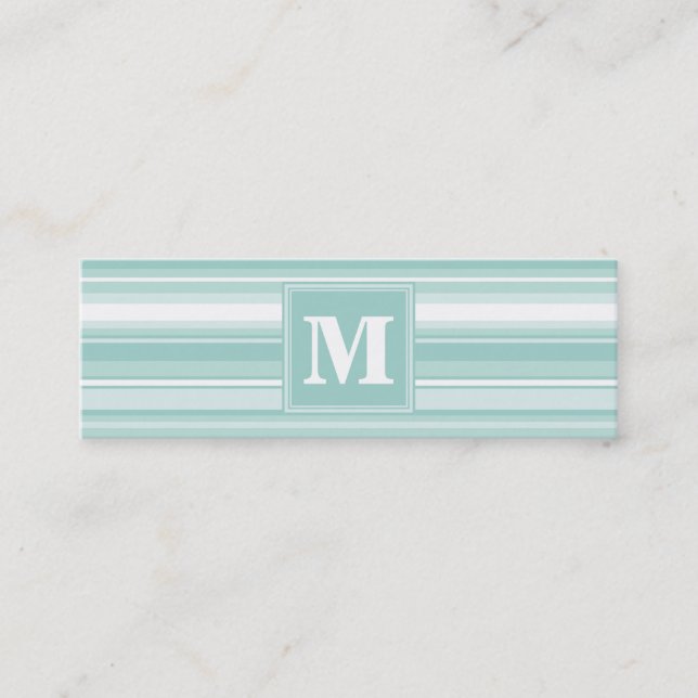Monogramm Pfefferminzstreifen Mini Visitenkarte (Vorderseite)