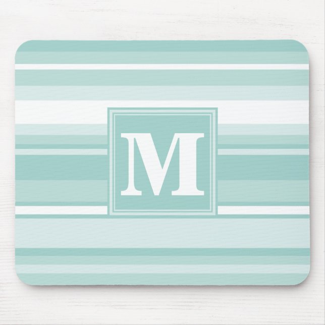 Monogramm Pfefferminzstreifen Mousepad (Vorne)