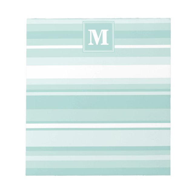 Monogramm Pfefferminzstreifen Notizblock (Vorderseite)