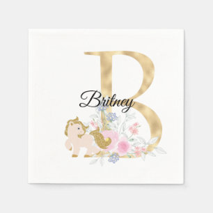 Monogramm Pferd süß floral Mädchenhaft Reitsport N Serviette