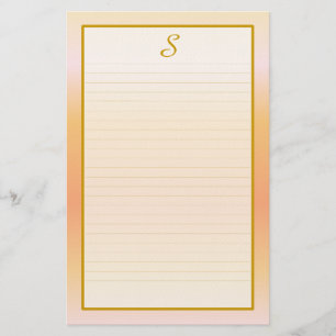 Monogramm-Pfirsich-Geldstrafe gezeichnetes Briefpapier