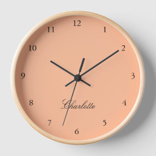 Monogramm Pfirsich Moderne Minimalistin Uhr
