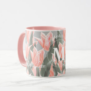 Monogramm-Pfirsichfarben mit elegantem Familiennam Tasse