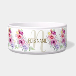 Monogramm Pfirsichfarben Pfirsichfarben Floral Ele Napf