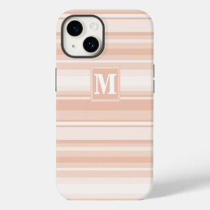 Monogramm Pfirsichstreifen iPhone 14 Hülle