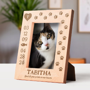 Monogramm Pfotenabdrücke auf unseren Herzen Katzen Geätzte Rahmen