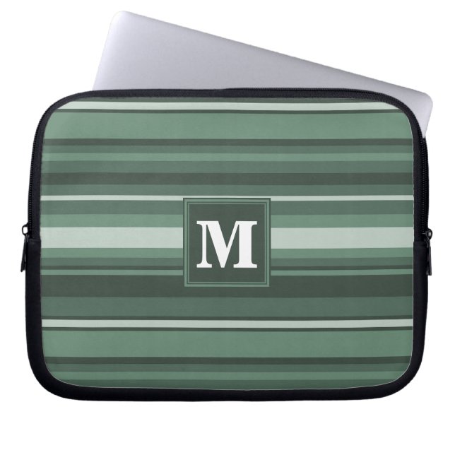 Monogramm Phalelgrün Laptopschutzhülle (Vorderseite)