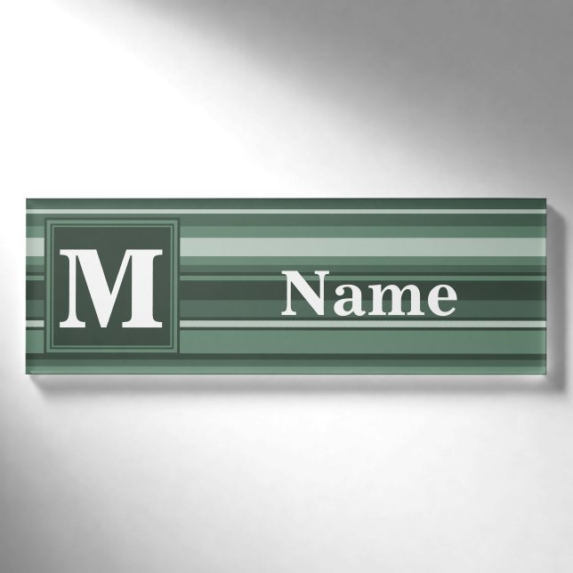 Monogramm Phalelgrün Namenschild (Vorderseite)