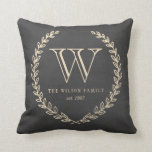 Monogramm-Pilz im Chalkboardstil Kissen<br><div class="desc">Back and ivory chalkboard Monogram Design By Allison.</div>