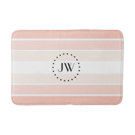 Monogramm Pink Coral Pastellstreifen Bath Mat Badematte