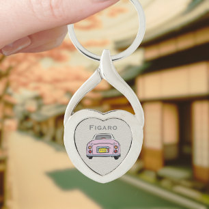 Monogramm Pink Figaro Auto Silber Herz Schlüsselanhänger