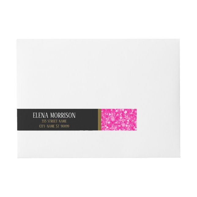 Monogramm Pink-Glitzer Rundum-Adressaufkleber (Vorderseite)