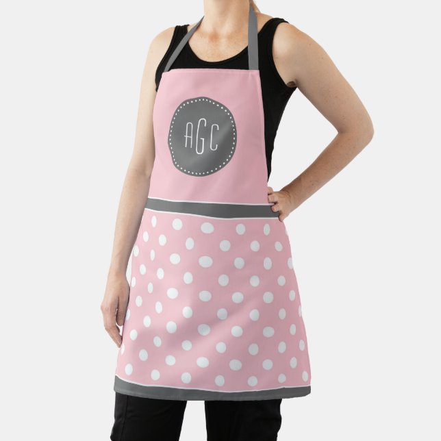 Monogramm Pink, grau und weiß Schürze (InSitu)