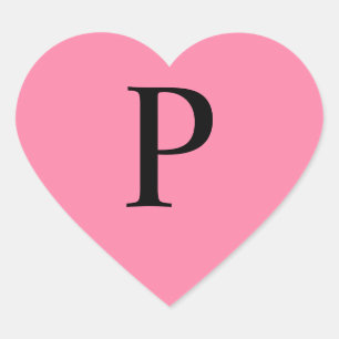 Monogramm Pink Herz-Aufkleber