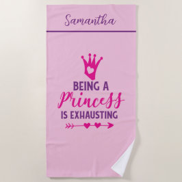 Monogramm Pink Lila ist die Prinzessin erschöpft Strandtuch