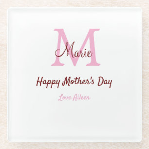 Monogramm Pink-Name der Mutter am Tag Glasuntersetzer