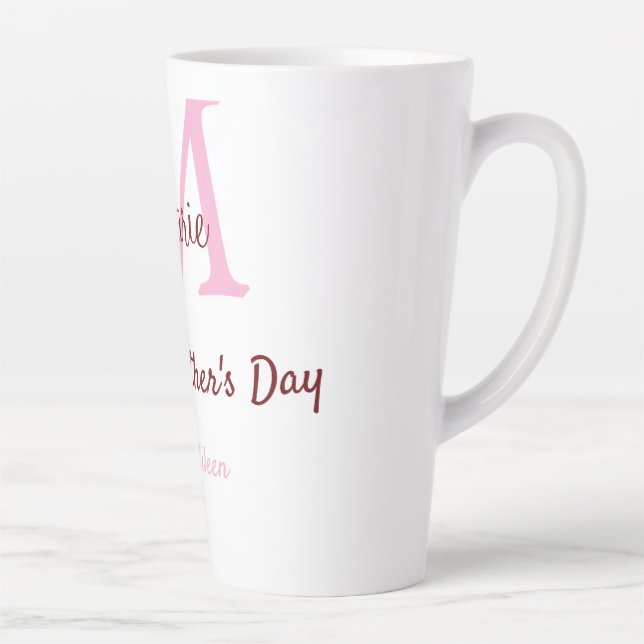 Monogramm Pink-Name der Mutter am Tag Milchtasse (Rechts)