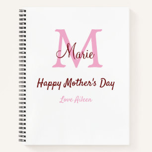 Monogramm Pink-Name der Mutter am Tag Notizbuch