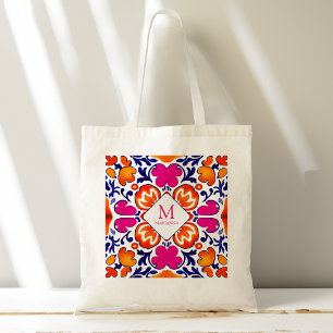 Monogramm Pink-orange-blaue Brautparty-Favoriten Tragetasche