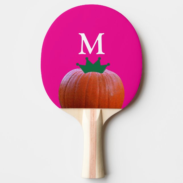 Monogramm Pink Orange Pumpkin Baby Dusche Gefallen Tischtennis Schläger (Vorderseite)