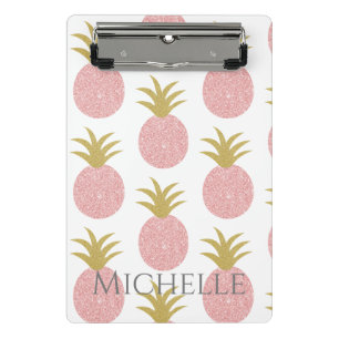Monogramm Pink Pineapine Mini Klemmbrett