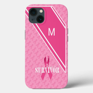 Monogramm Pink Ribbon Brustkrebs Überleben iPhone Hülle
