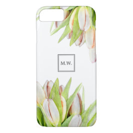 Monogramm Pink und grüne Tulips Case-Mate iPhone Hülle