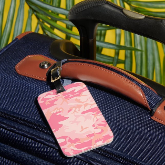 Monogramm Pink und Peach Camouflage Camouflage Gepäckanhänger (Vorderseite Insitu 1)