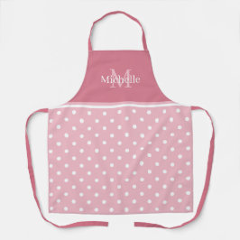 Monogramm Pink und weiße Polka-Punkte Schürze