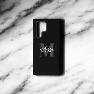 Monogramm-Pinsel-Schrift Schwarz Samsung Galaxy Hülle
