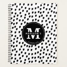 Monogramm-Planer für Schwarz-weiße Streifen