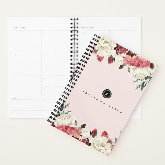 Monogramm-Planer für Vintage Rose Botanische Blüte Planer (Anzeige)