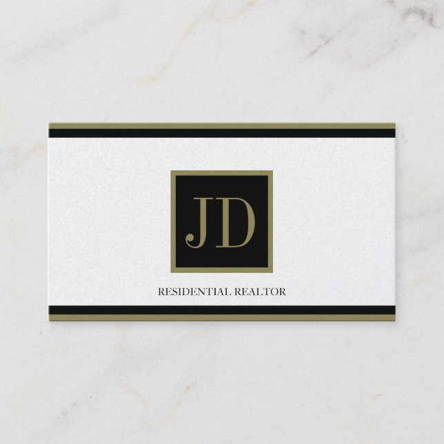 Monogramm-Plaque mit dem goldenen Schwarz/Gold-Qua Visitenkarte (Vorderseite)