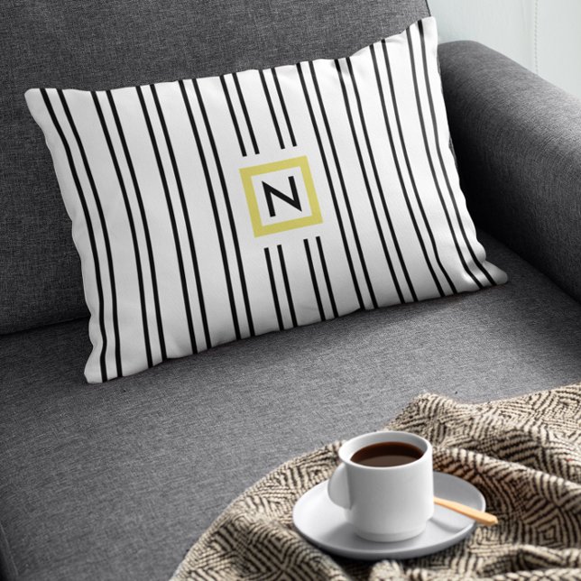 Monogramm Polyester-Kissen aus schwarzem und weiße Lendenkissen (Von Creator hochgeladen)