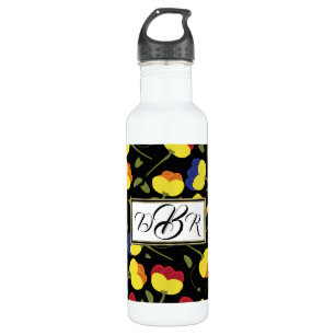 Monogramm Poppy-Blume Edelstahlflasche
