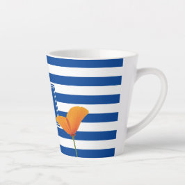 Monogramm Poppy Chic Blue Streifen Milchtasse