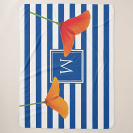 Monogramm Poppy Chic Blue Streifen Sherpadecke