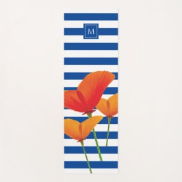Monogramm Poppy Chic Blue Streifen Yogamatte