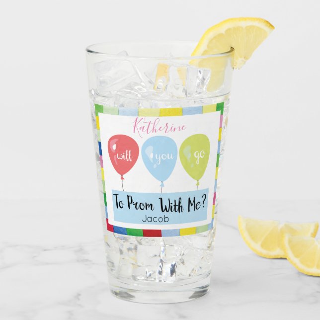 Monogramm Promposal Abschlussball-Ballone Glas (Rückseite Ice)