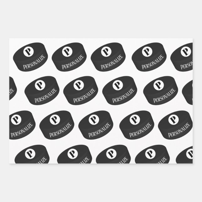 Monogramm-Puffer für Eishockeymnastik Geschenkpapier Set (Vorderseite)