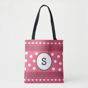 Monogramm Punkte Muster Rosa Tasche