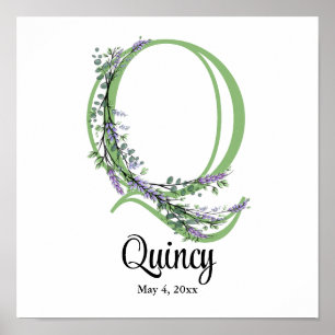 Monogramm Q, Lavendel‑Eukalyptus‑Gärtn Poster