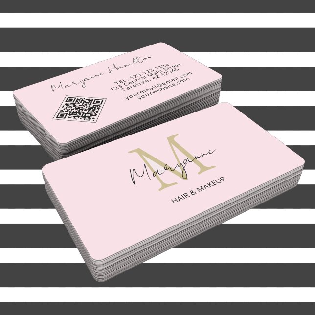 Monogramm QR-Code Rosa Visitenkarte (Von Creator hochgeladen)
