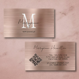 Monogramm QR-Code Roségold Visitenkarte