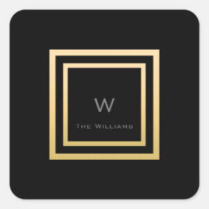 Monogramm Quadrat Gold Rahmen Minimalismus VIP Hoc Quadratischer Aufkleber