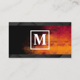 Monogramm Quadrat Orange Schwarze Textur Visitenkarte