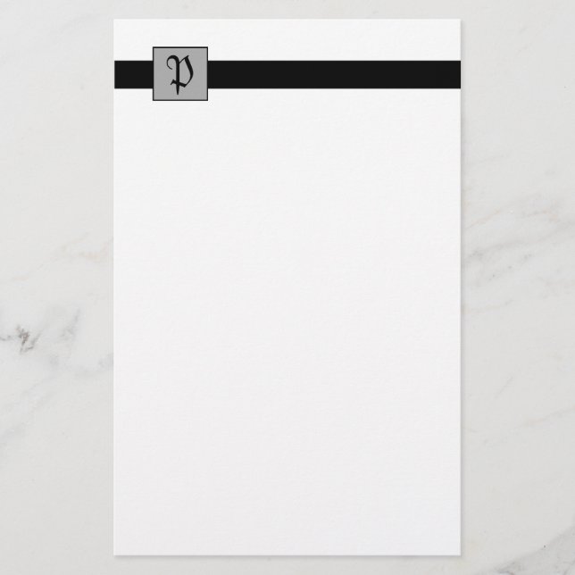 Monogramm-Quadrat (schwarz) Briefpapier (Vorderseite)