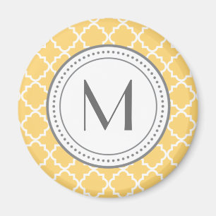 Monogramm Quatrefoil Magnet - Gelb